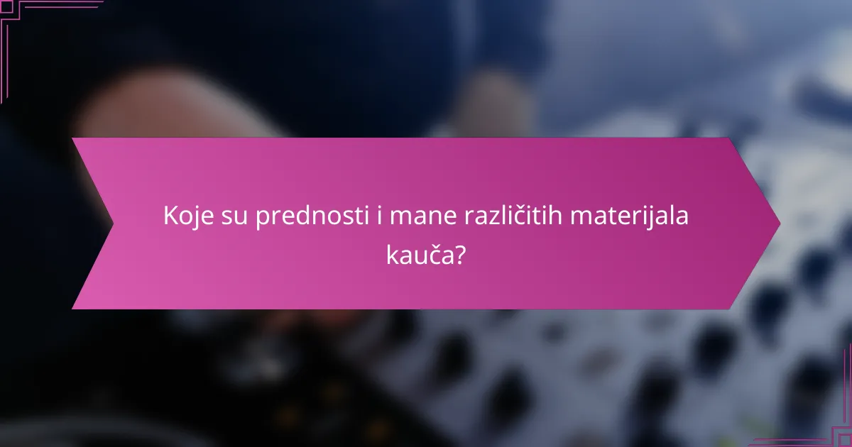 Koje su prednosti i mane različitih materijala kauča?