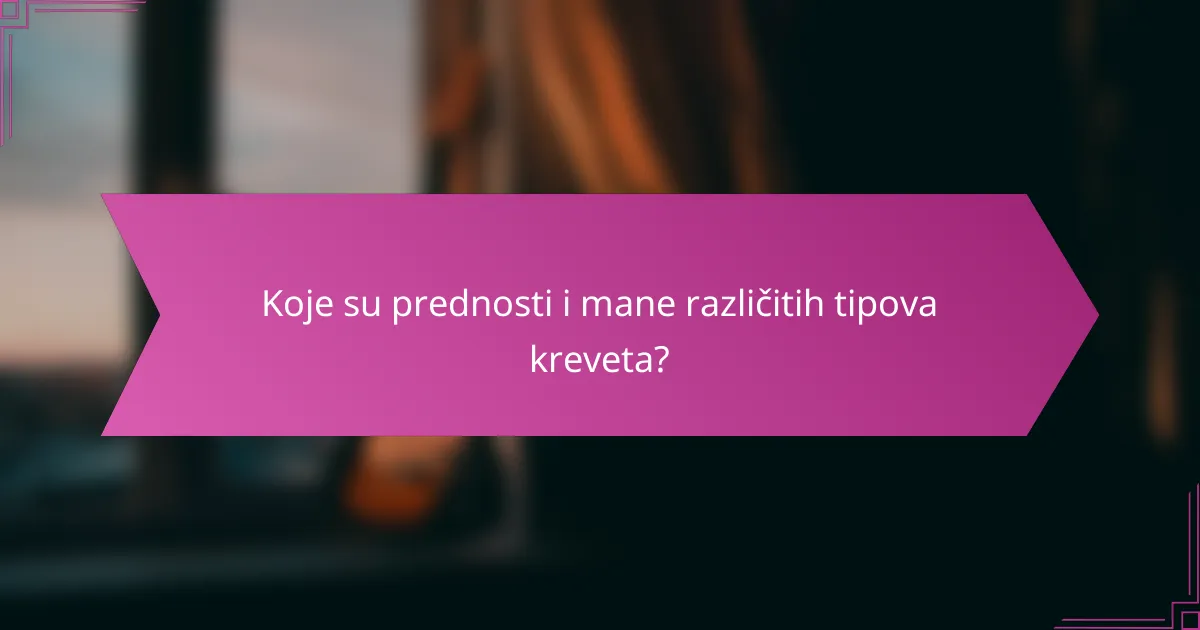 Koje su prednosti i mane različitih tipova kreveta?