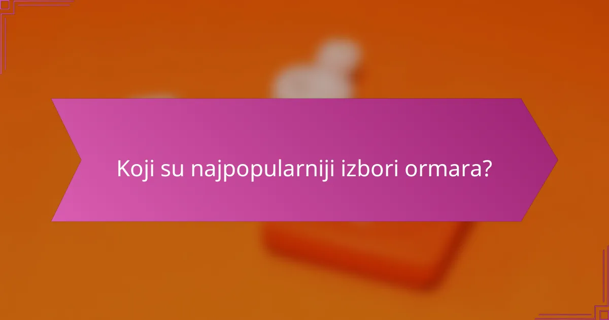 Koji su najpopularniji izbori ormara?